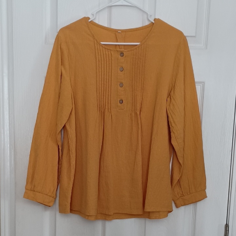 Women's Pullover Size XL Pleated Pintuck Long Sleeve Blouse (b260)
